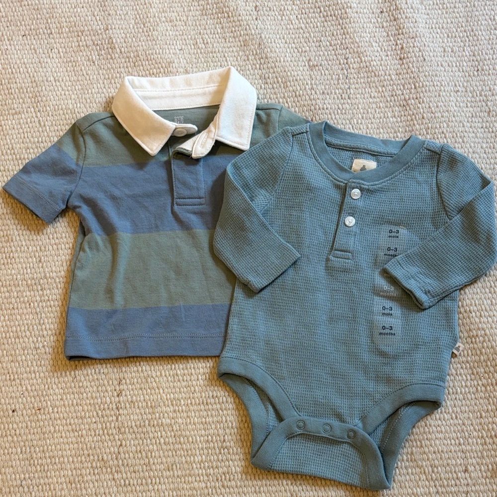 GAP Kids Blue and Green Bodysuit Set